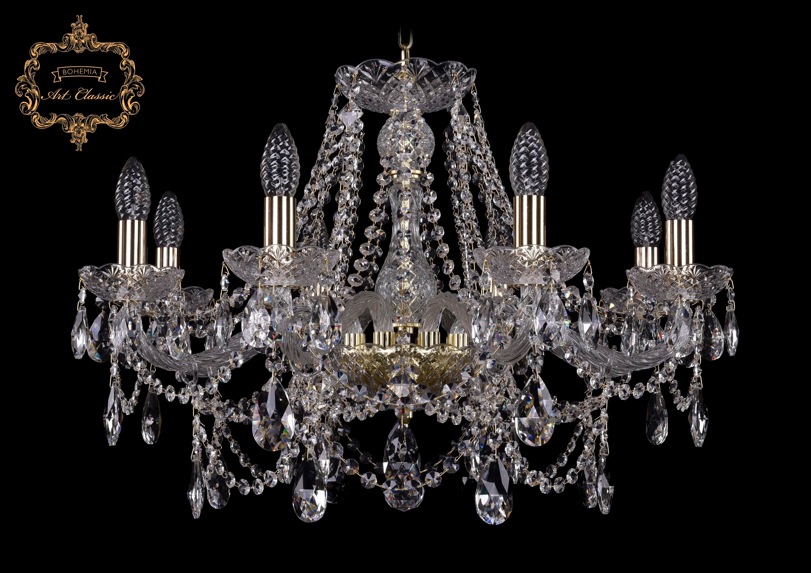 Подвесная хрустальная люстра 11.25 Art Classic 11.25.8.220.Gd.Sp