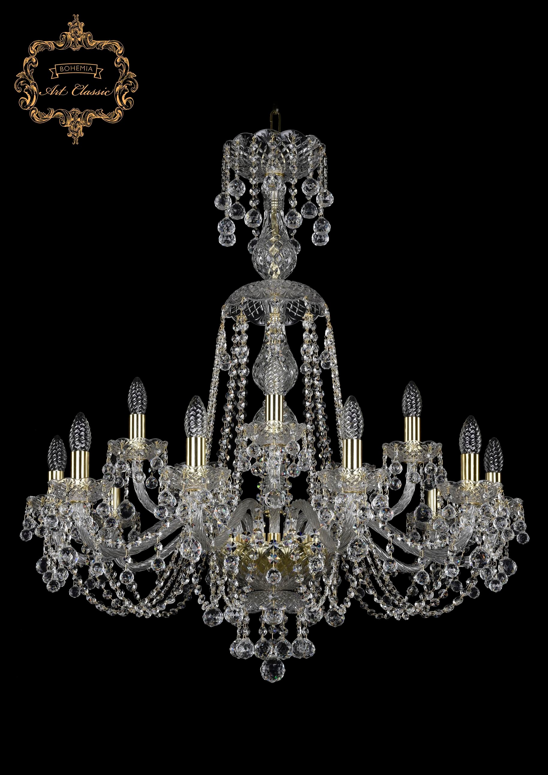 Подвесная хрустальная люстра 11.26 Art Classic 11.26.10+5.300.XL-95.Gd.B