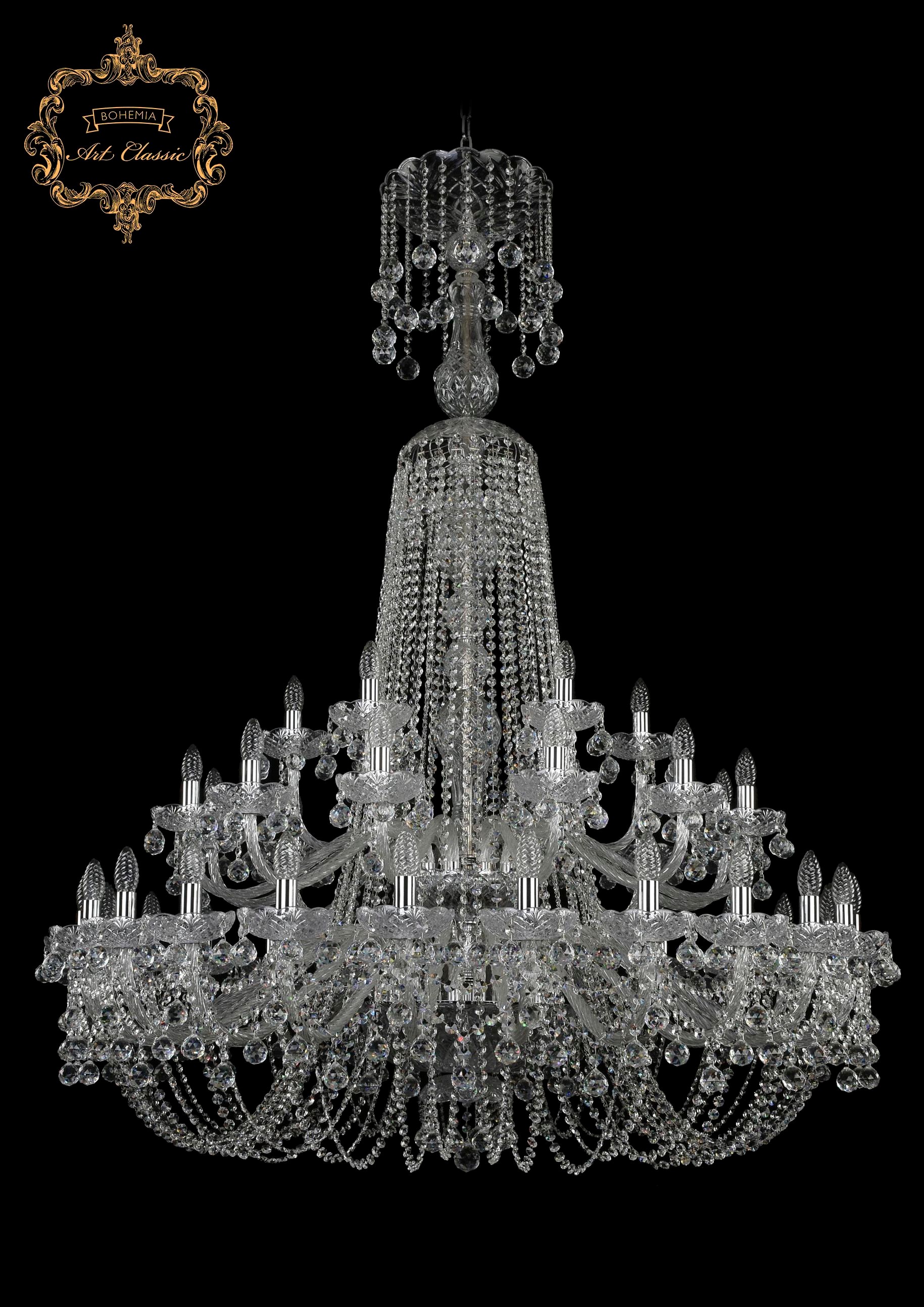 Подвесная хрустальная люстра 11.26 Art Classic 11.26.24+12+6.460.2d.XL-168.Cr.B