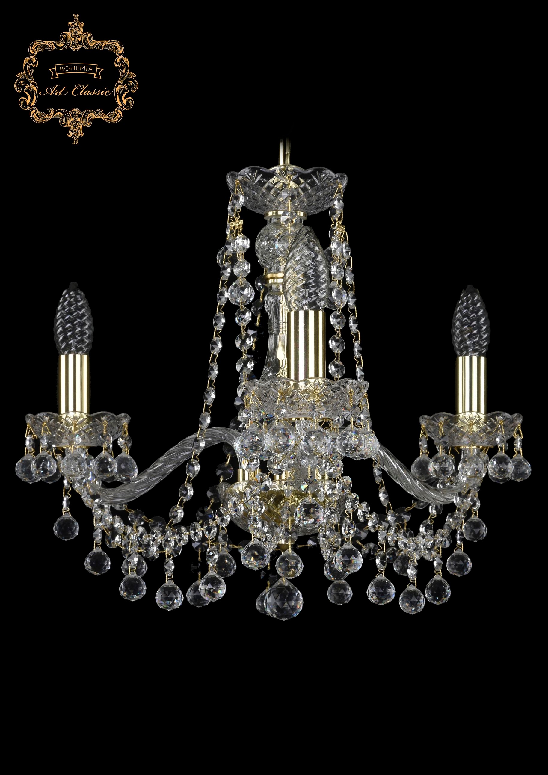 Подвесная хрустальная люстра 11.26 Art Classic 11.26.3.165.Gd.B