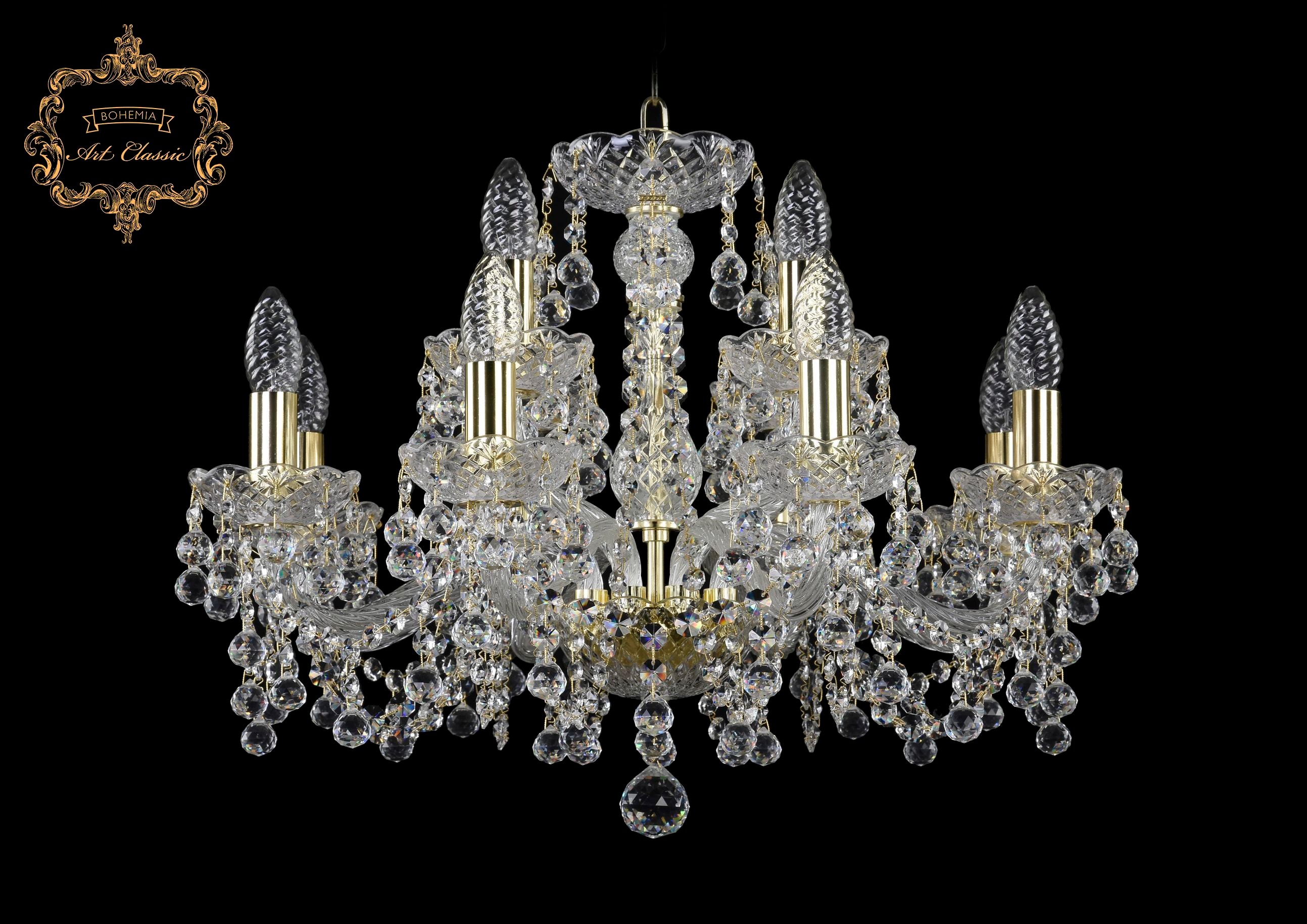 Подвесная хрустальная люстра 11.26 Art Classic 11.26.8+4.200.Gd.B
