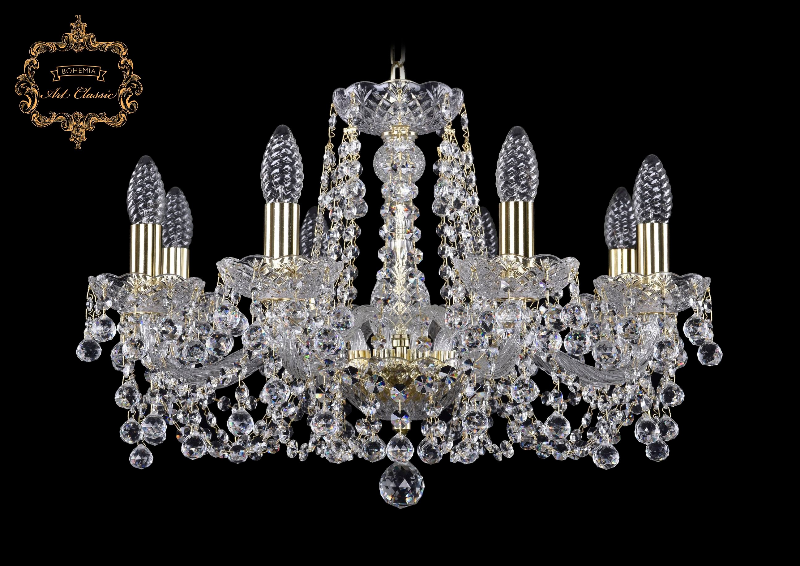 Подвесная хрустальная люстра 11.26 Art Classic 11.26.8.200.Gd.B