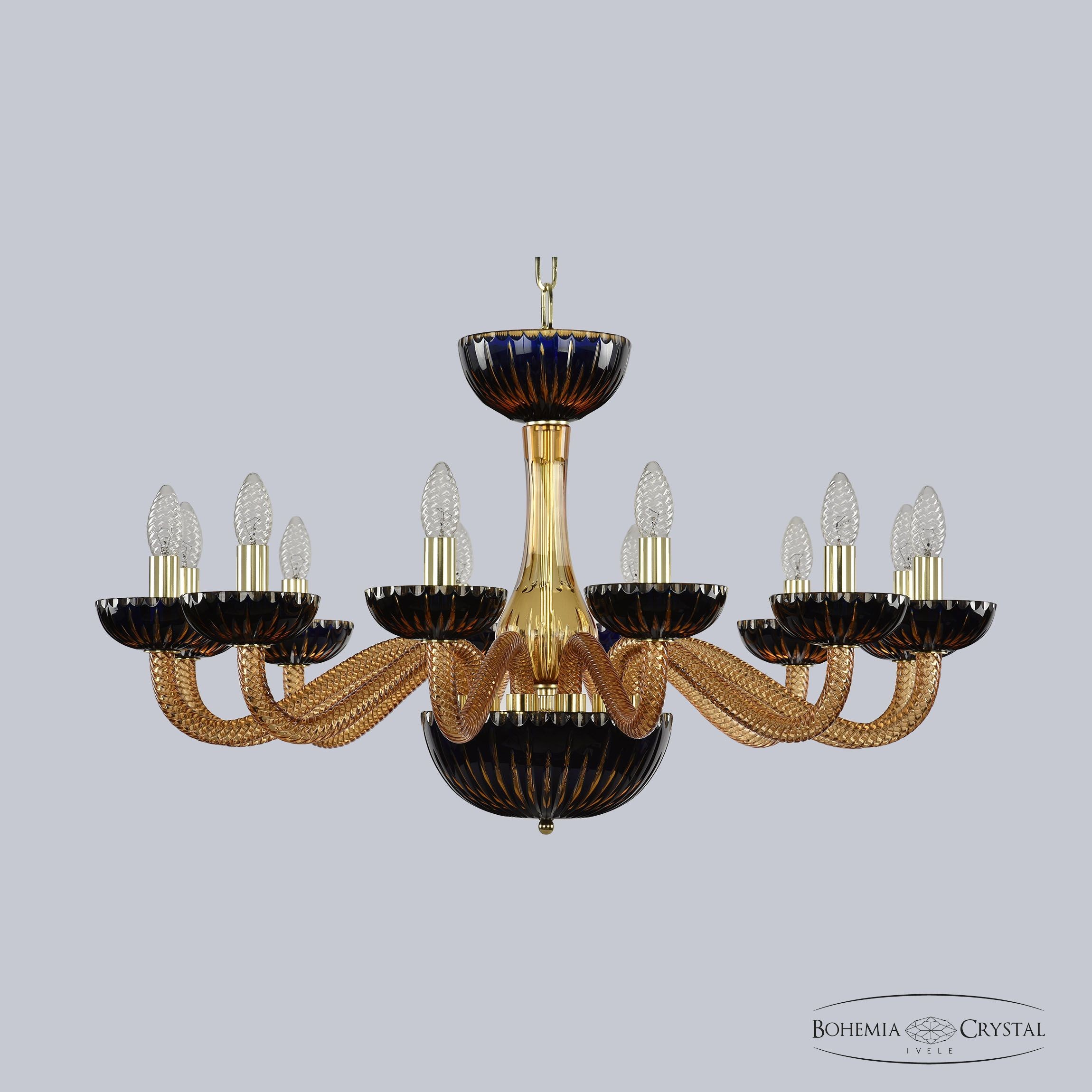 Подвесная люстра Bohemia 1309 1309/12/300 G Am/Amber-Blue/H-1K