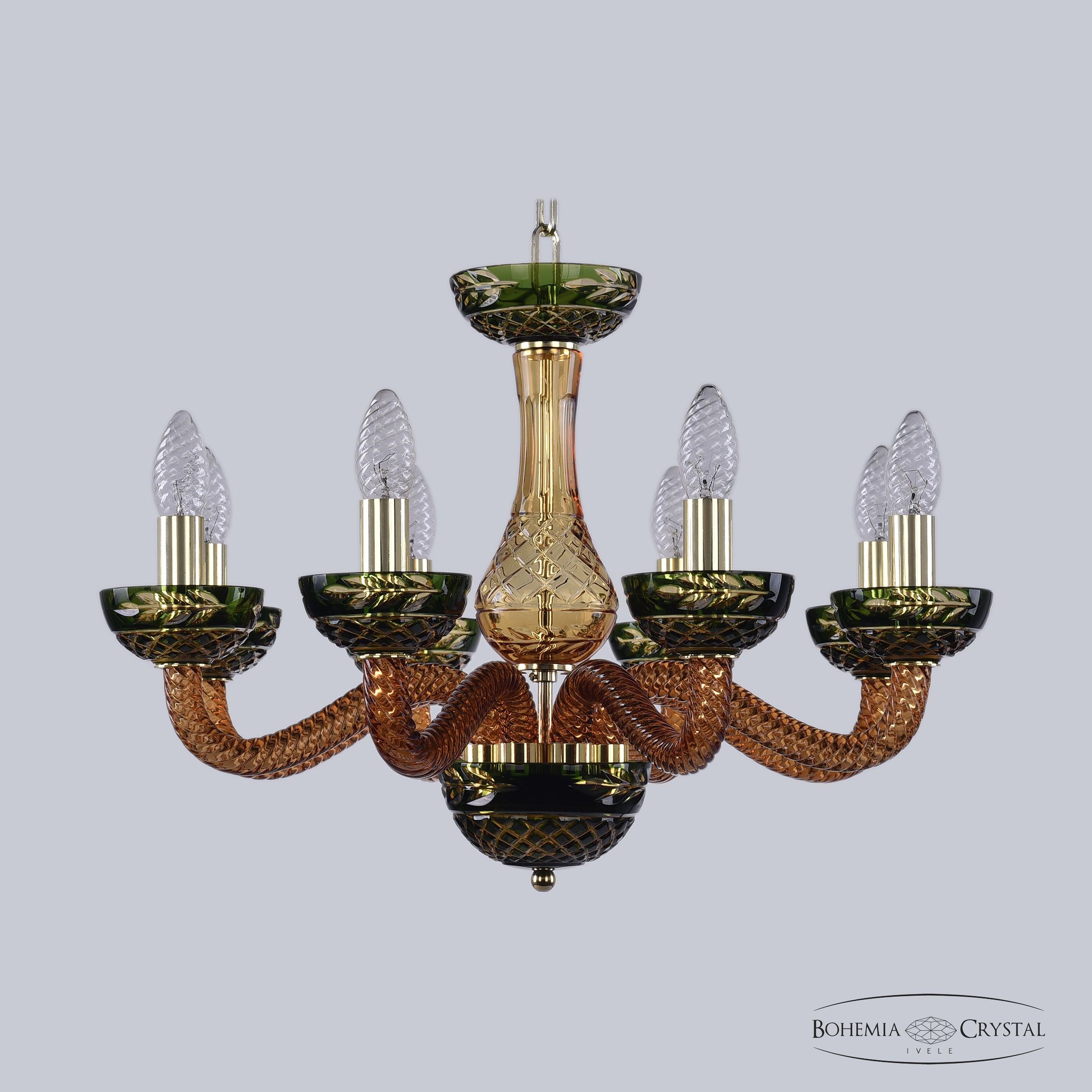 Подвесная люстра Bohemia 1309 1309/8/200 G Am/Amber-Green/H-1J